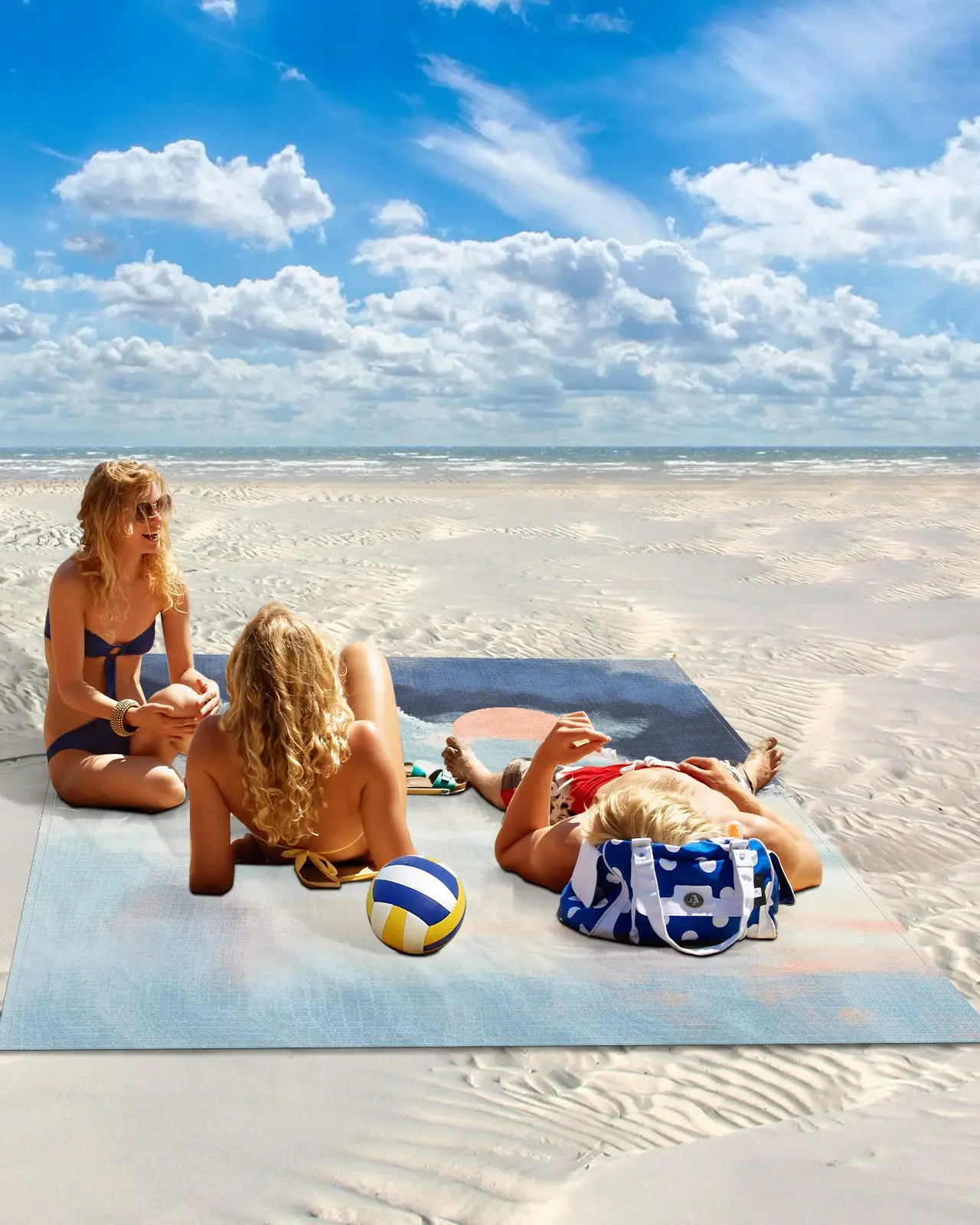 Outdoor Beach Blanket Picnic Blanket,Sky Summer Cloud Sandproof Waterproof Foldable Beach Blankets for Camping,Beach with Family