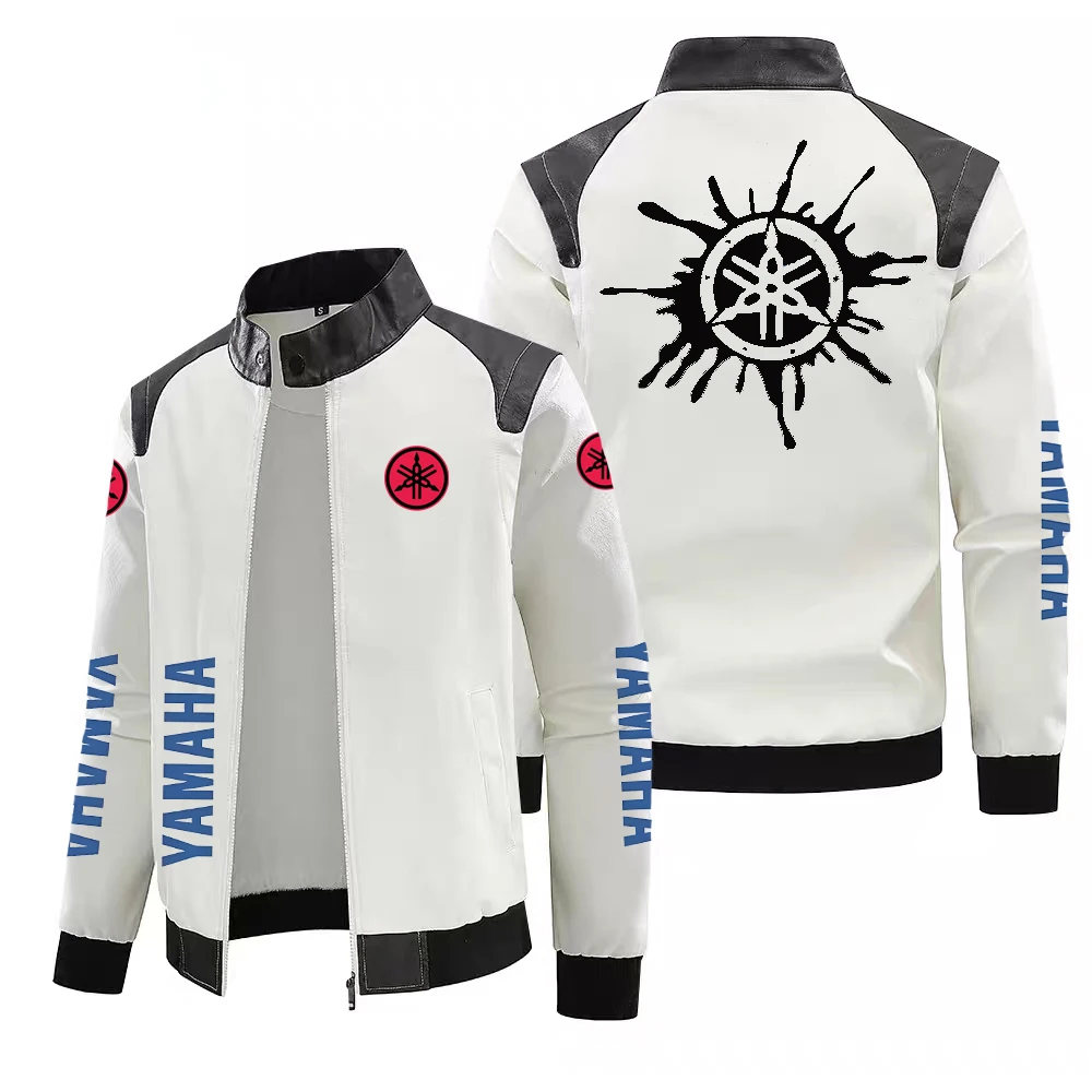 Men's PU Leather Motorcycle Logo Jacket, Windproof, Waterproof, Warm, Luxury, High-end, Racing - view 2