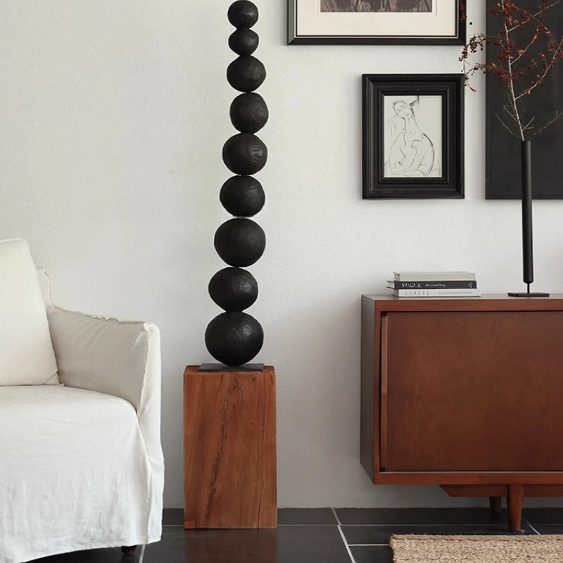 

Floor-to-ceiling ornament wabi-sabi wind porch sculpture home decoration wood carving large ornament living room art installatio