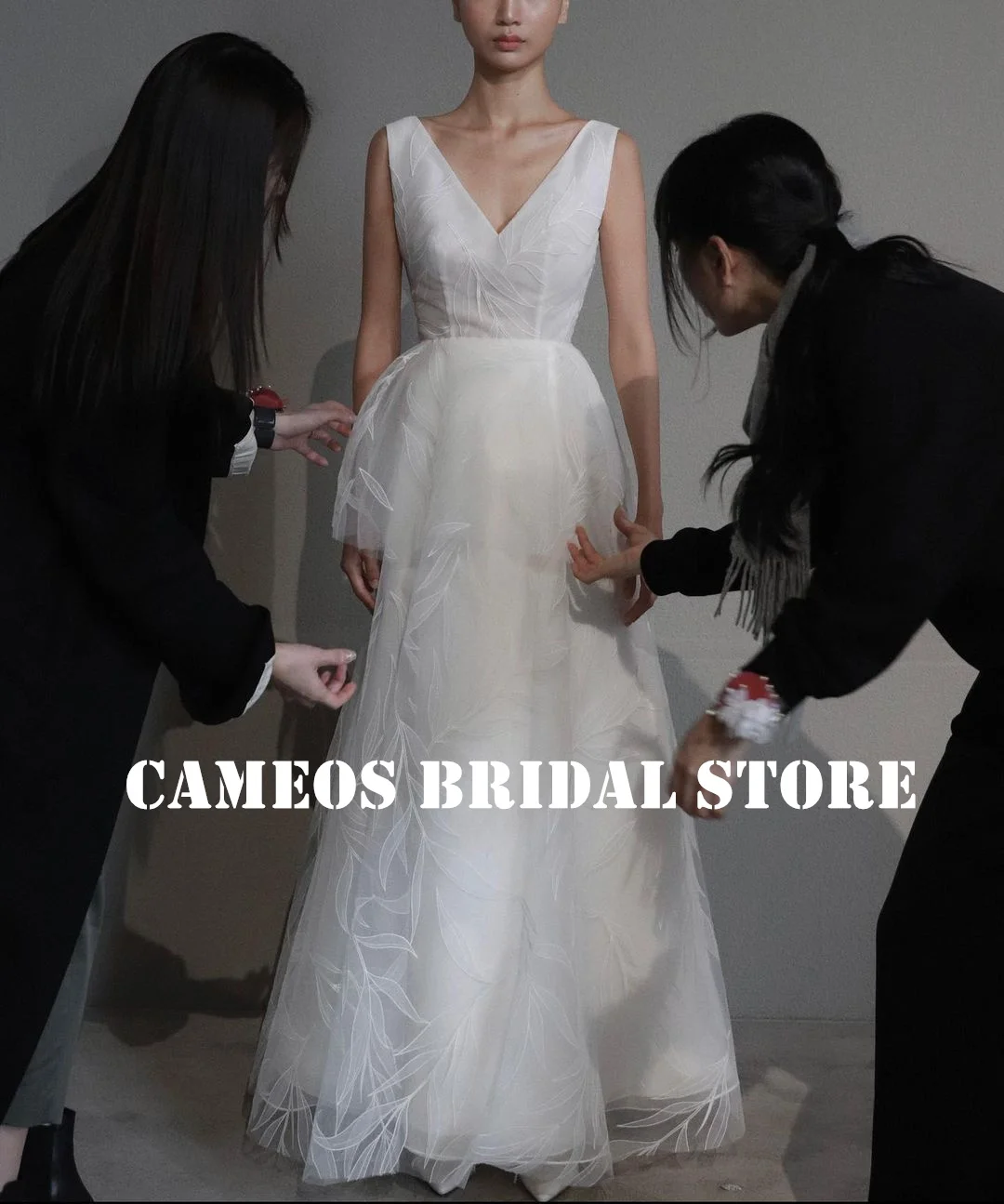 

SONDR Custom Made Layered 웨딩드레스 Sleeveless Wedding Dresses Lace A-Line Korea Evening Ivory Bride Gowns Women Bridal Dresses