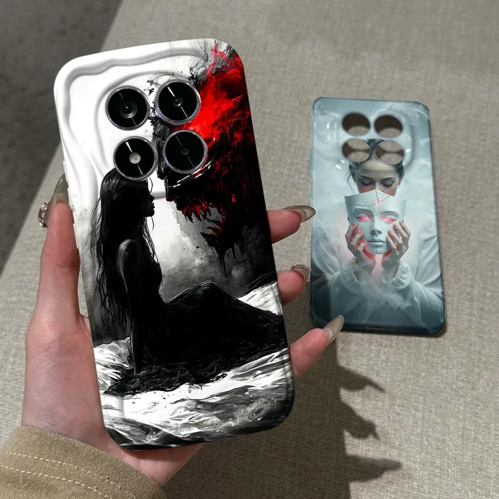 

Creative Anime Women Phone Case For Xiaomi Poco F3 F4 F5 F6 M3 M6 M7 X2 X4 X5 X6 X7 C75 Pro 5G Feilin Wave Oil Shell