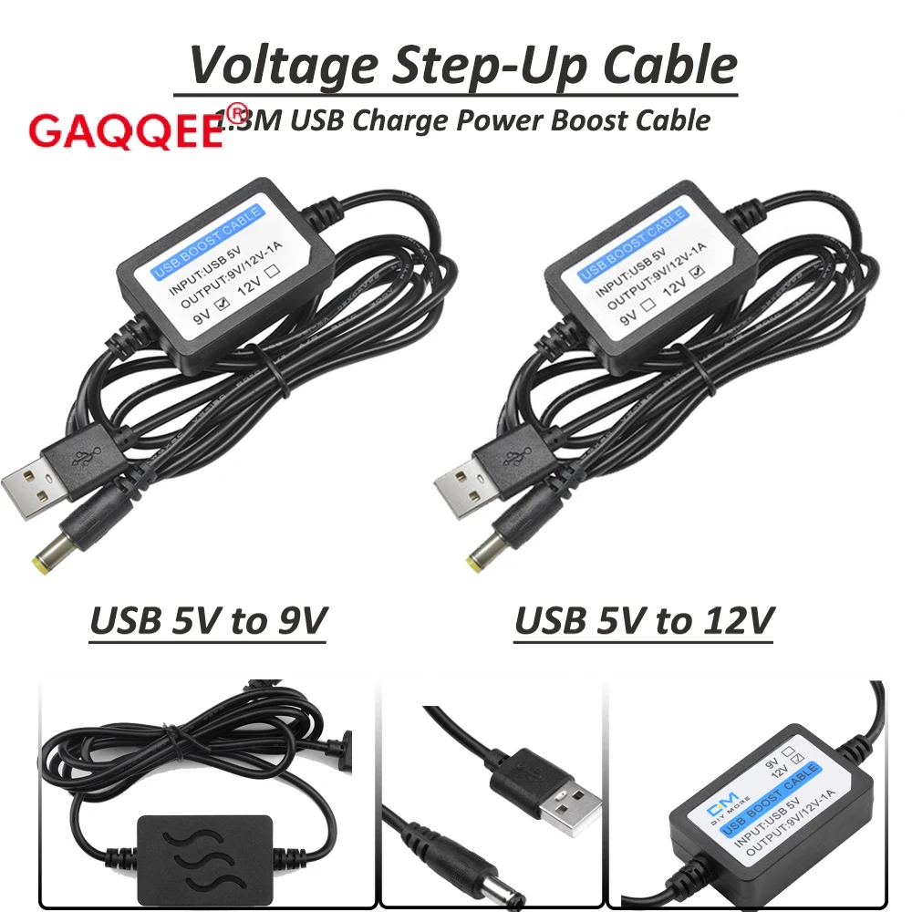 5V to 12V 5V to 9V 1A USB DC Convert Cable Voltage Step-Up Cable  Booster Power Converter Adapter Connect Male 1.3M USB Charge