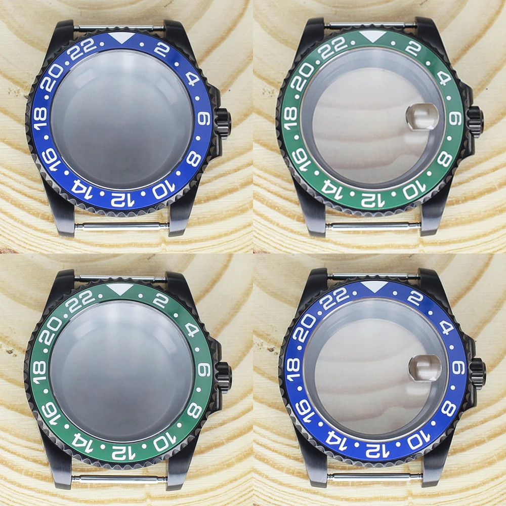 

High-Quality 40mm GMT Black NH35 Watch Case Sapphire Glass 120 clicks Men's PVD Case For NH34 NH35 NH36 ETA2824 PT5000 Movement