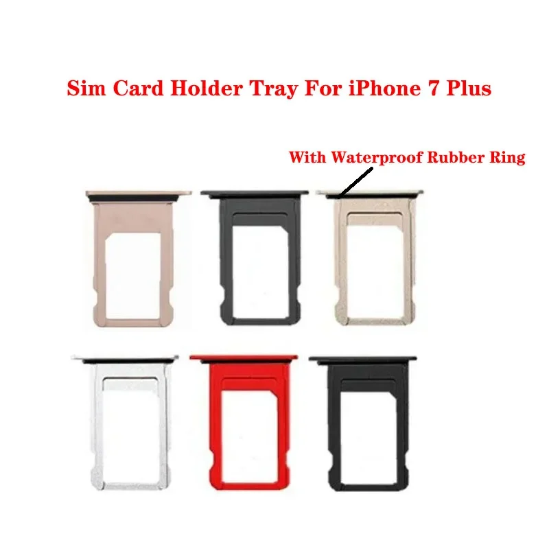 

10PCs for iPhone 7 Plus Micro SIM card tray slot holder with waterproof rubber ring placement parts