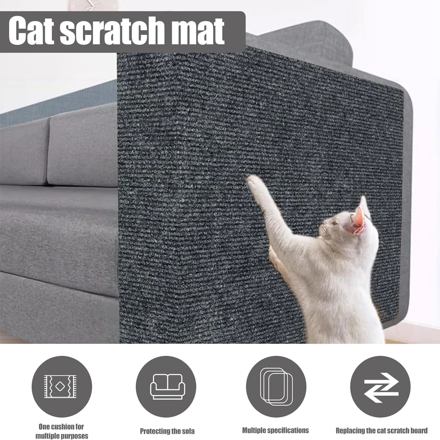 Wall Anti Cat Scratch Sofa DIY Cats Scratch Board Sofa Protection Paws Sharpen Trimmable Self-adhesive Carpet Cats Scratch Board