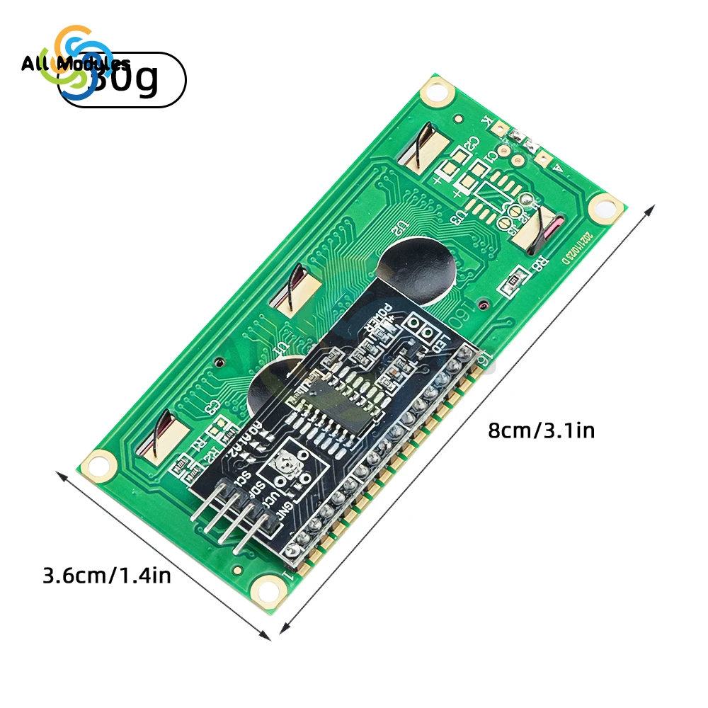 Módulo LCD LCD1602 1602, pantalla verde azul/amarilla de 16x2 caracteres, PCF8574 PCF8574T IIC I2C interfaz 5V