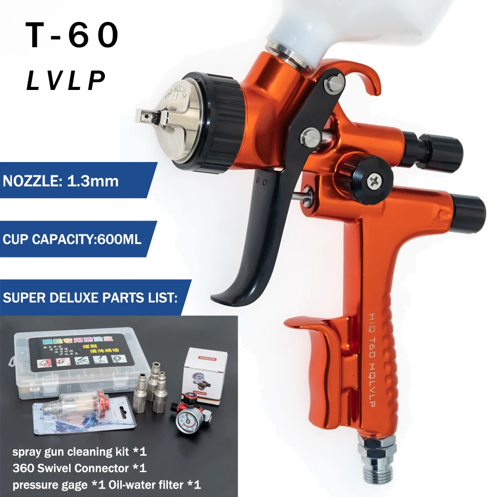 

High-end LVLP Spray Gun T60 Painting Gun 1.3mm Nozzle Paint Gun Water Based Professional Air Spray Gun Airbrush For Car