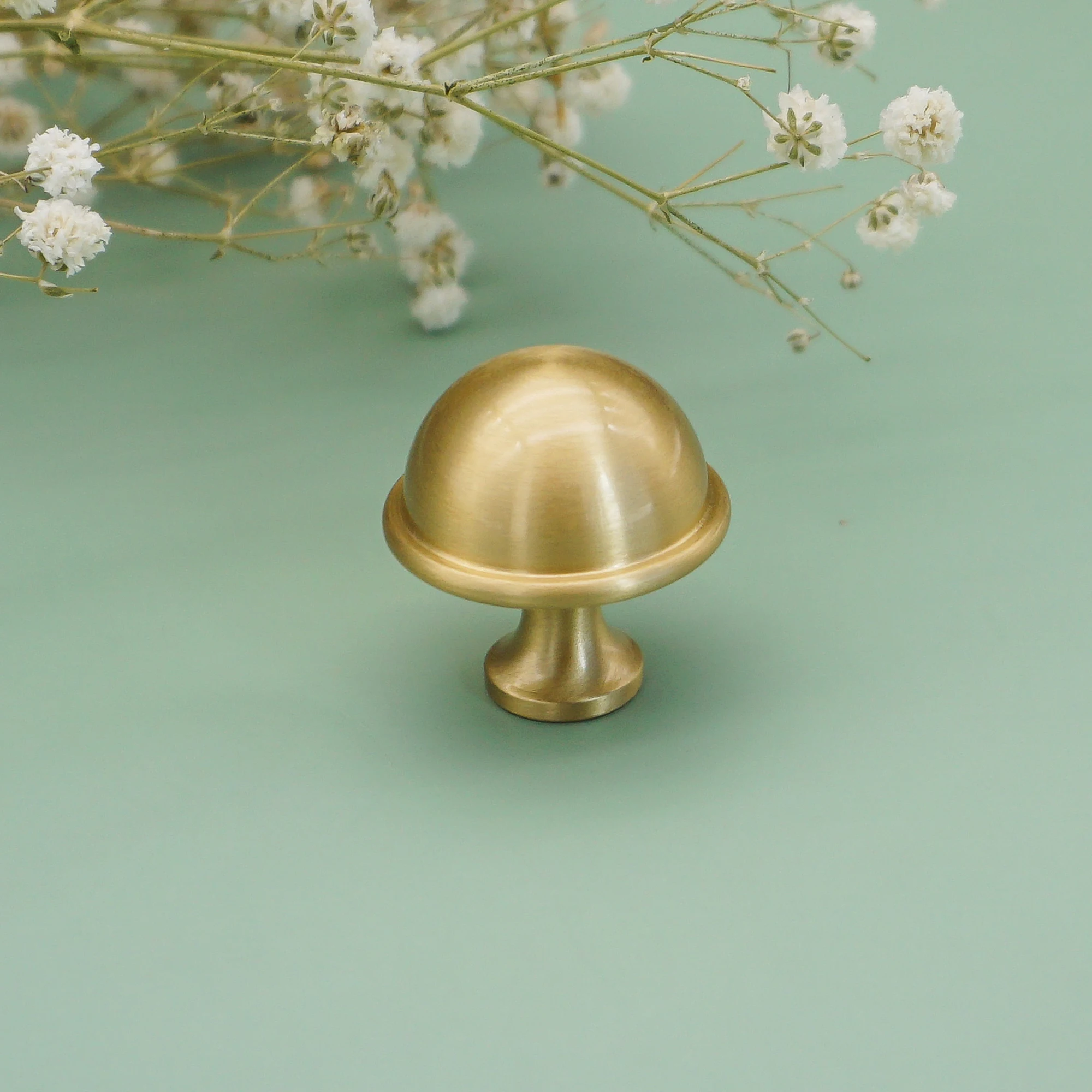 Mushroom Shape Solid Brass Furniture Handles Creative Single Hole Drawer Knobs Wardrobe Dresser Pulls Home Decor Door Hardware