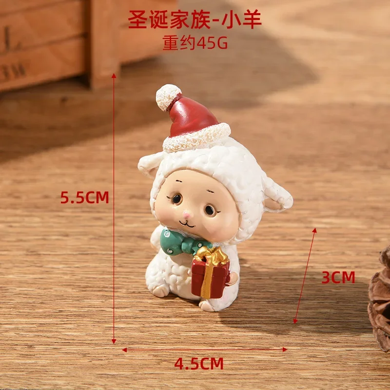 Christmas Resin Family Small Animal Ornaments Creative & Cute Car Home Decoration Mini Christmas Tree Old Man Christmas Gift