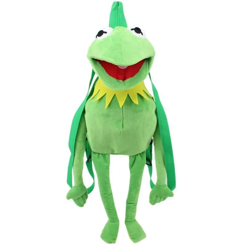 Kermit The FROG-muñeco de peluche divertido, marioneta de mano, mochila escolar, rana, Animal de peluche, muñeco grande, Ventriloquist, accesorios de rendimiento, juguete de regalo