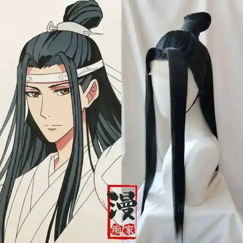 

Парик в стиле Lan Wangji Grandmaster Of Demonic Cultivation MDZS Wei Wuxian, черный длинный хвост, прическа, вечерние парики, реквизит, аниме