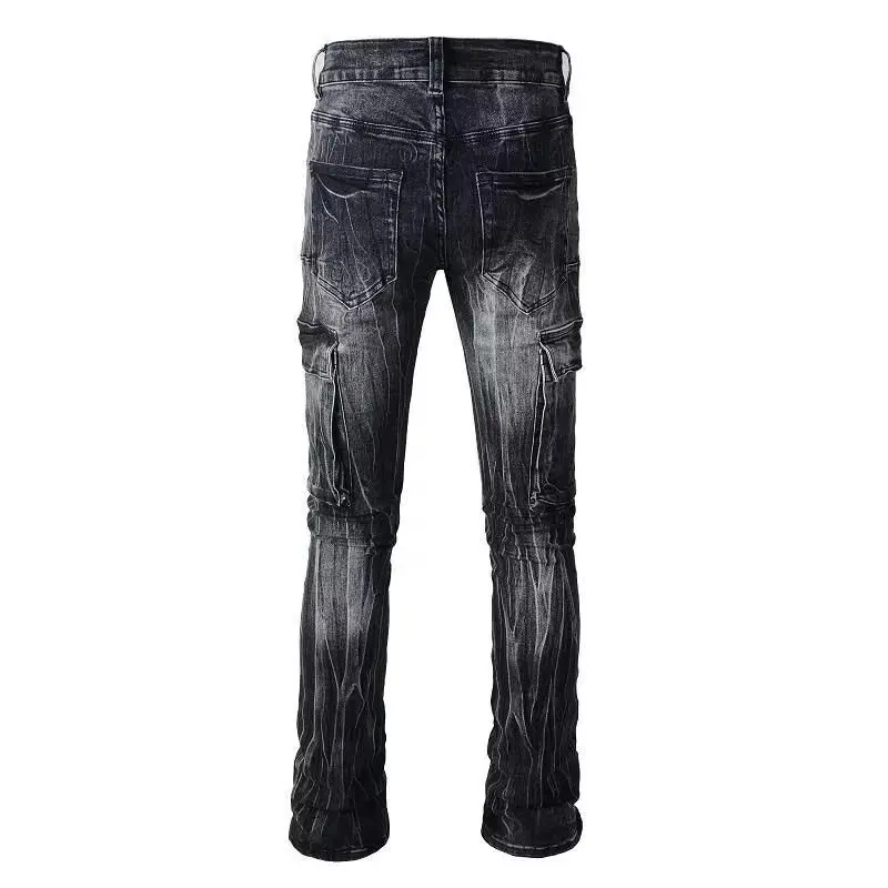 Jeans Denim Melar Pria untuk Pria Celana Klasik Fashion Lurus Kasual Ramping Sederhana Jeans Denim Kargo Celana Panjang Ala Jalanan Harian