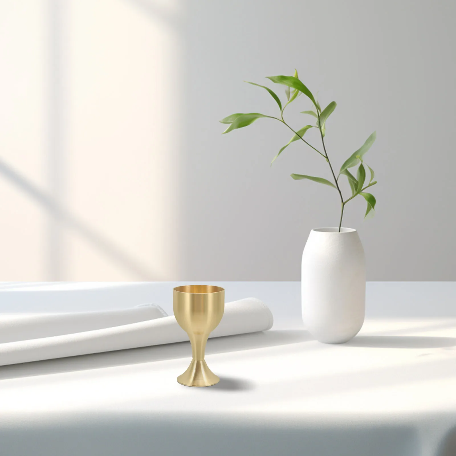 

Metal Offering Cup Copper Alloy Goblet Exquisite Design for Temple Home Storage Decorative Buddhism Cup Multi-Function