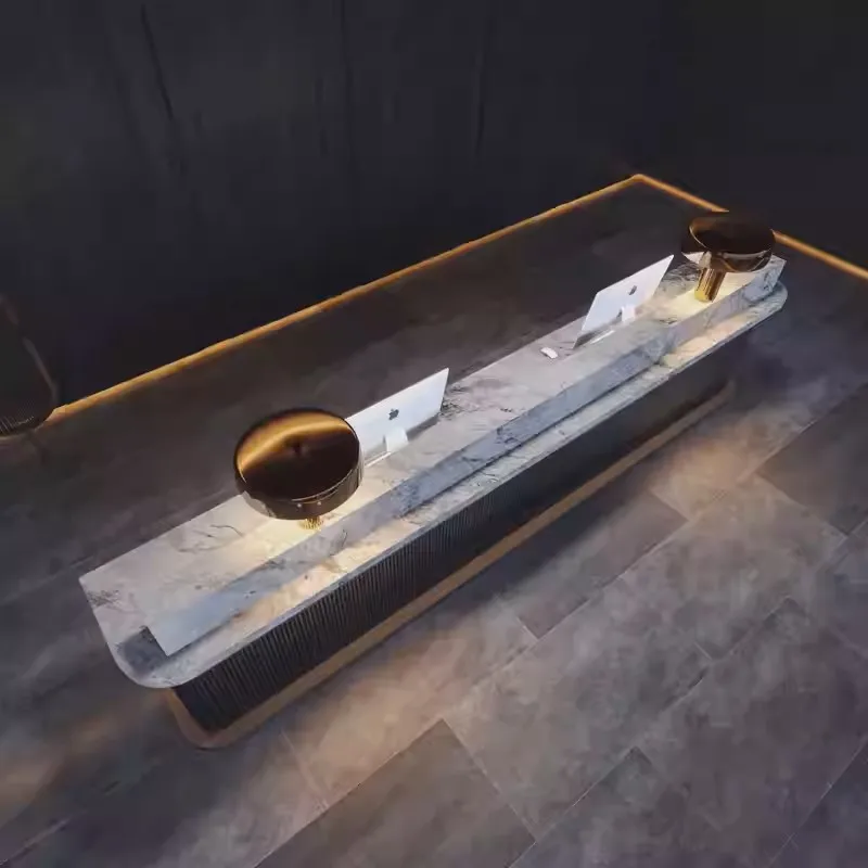 az-Chinese-style Company Homestay and Hotel Reception Front Desk Marble-patterned Teahouse and bar Beauty Salon Cashier Counter@