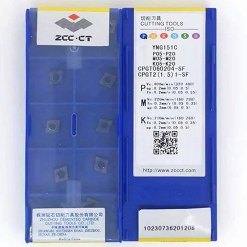เม็ดมีดคาร์ไบด์ CPGT060202-SF YNG151C/CPGT060204-SF YNG151C/CPGT09T304-SF YNG151C CPGT06 CPGT21.51 CPGT32.51 ZCC.CT สำหรับเครื่อง CNC