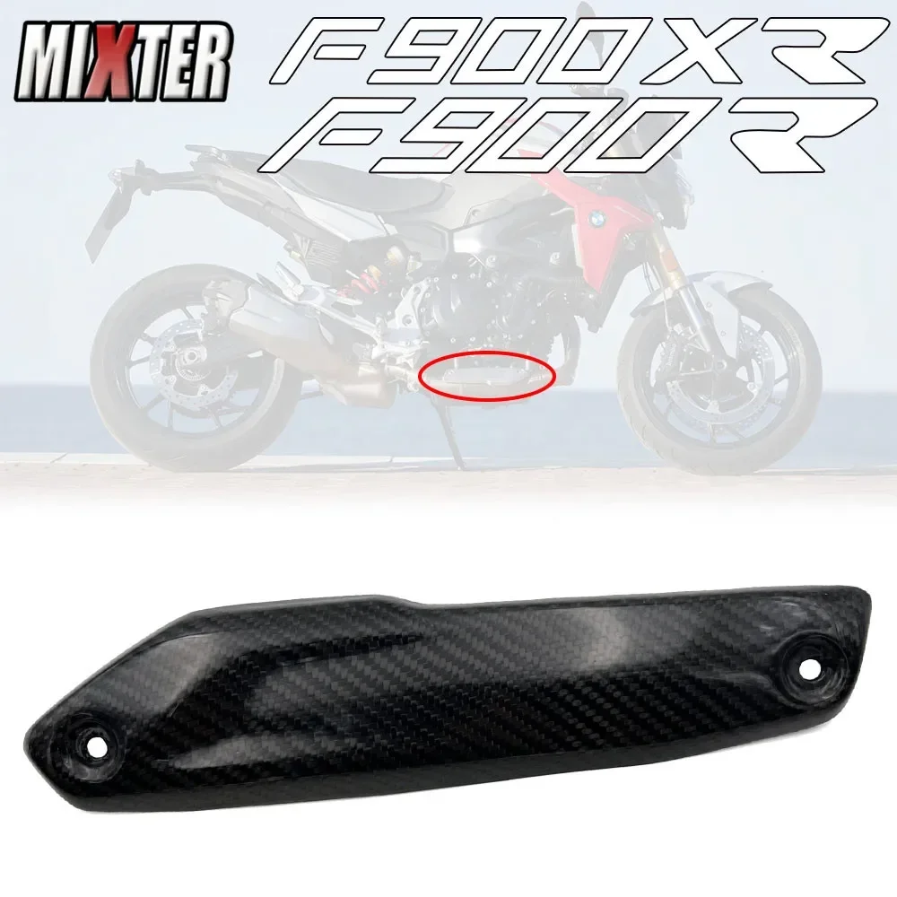 Motorcycle Real Carbon Fiber Slip On Exhaust Escape Systems Front Link Pipe Heat Shield Cover For BMW F900R F900XR 2020-2024