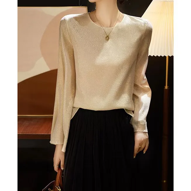 

Chinese style silk handmade high-end shirt New design comfortable silk soft light luxury women's shirt