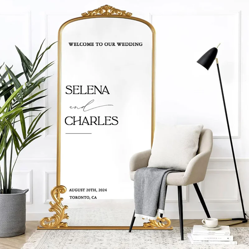 

Welcome To Our Wedding Mirror Window Sign Decal Customizable Design Names Vinyl Wedding Party Decor Sticker Removable Mural Q074