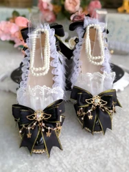 Original Lolita Shoes Handmade Shoes Ancient Style High Heels Cute Soft Girl Sweet Fairy Charm Flower Wedding Shoes Tea Party