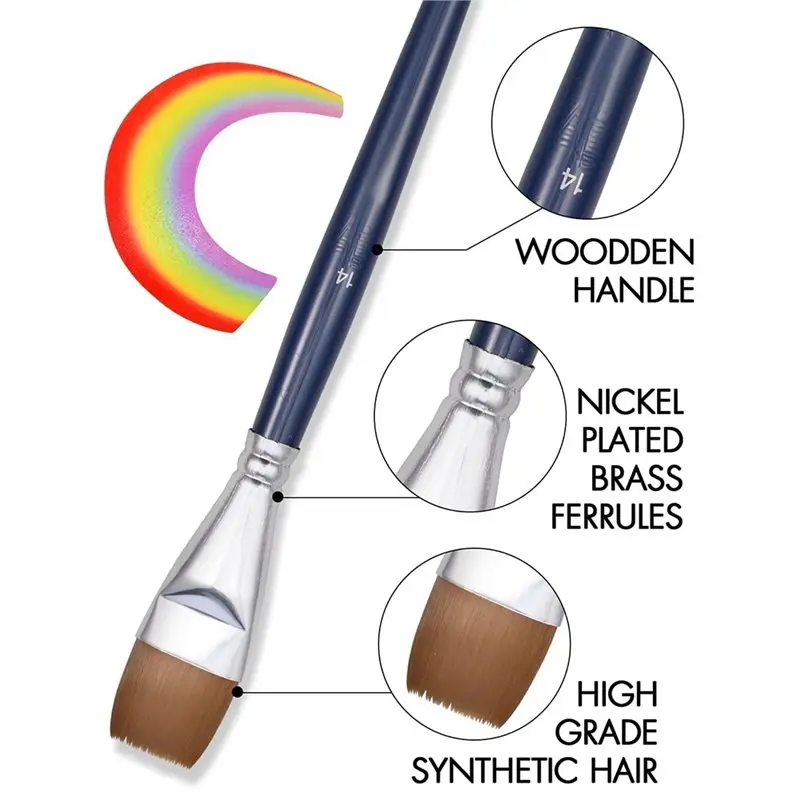 MACH-Professional Face Paint Brushes Set,Including 14Pcs Different Size Paint Brushes & Standable Case,Convenient To Use