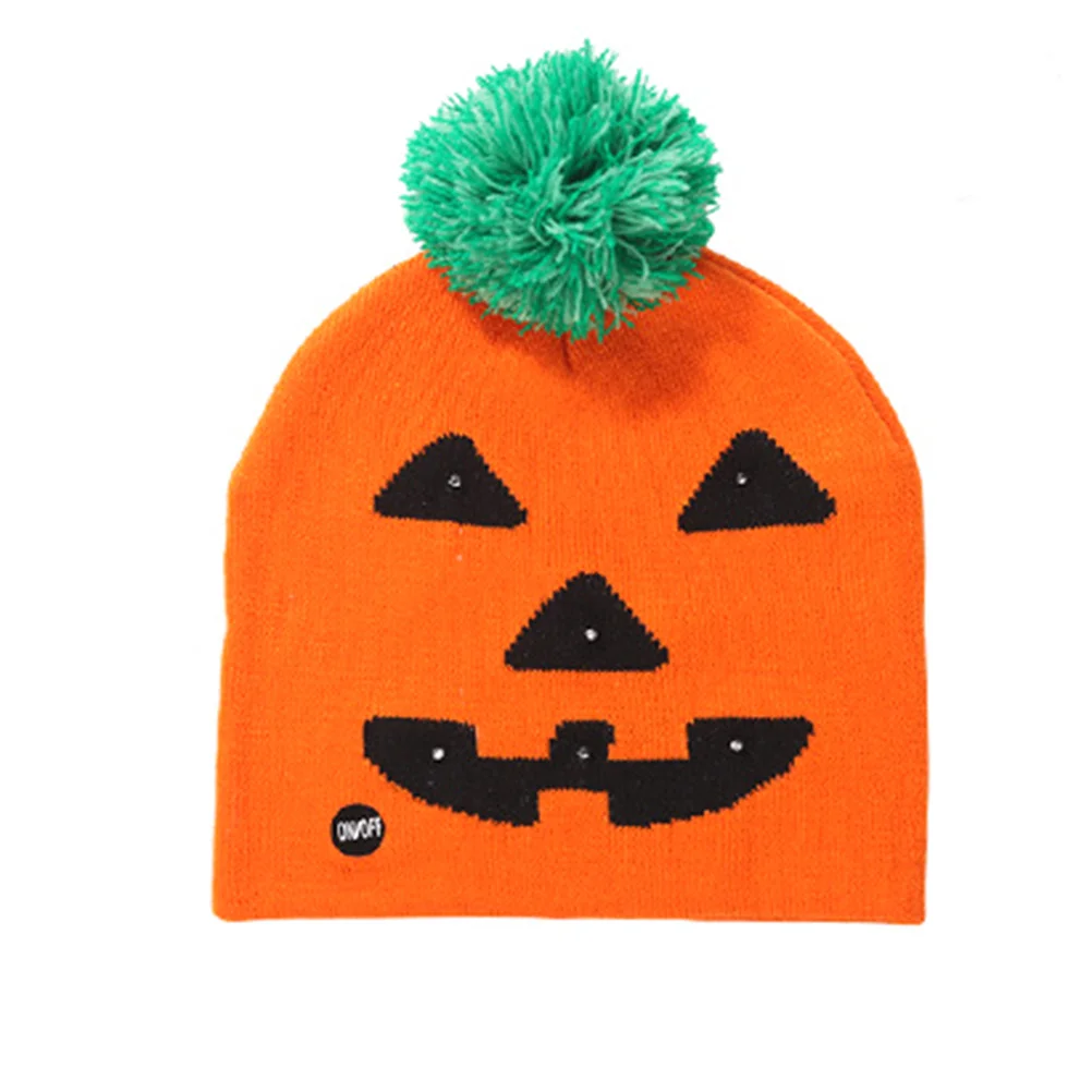 

2 pcs 20X24Cm Halloween Glowing Knitted Beanie Hat Light Up Led Cap For Adults Party Festival Illuminated Knit Hat