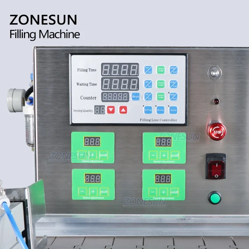 ZONESUN 4 فوهات منضدية أوتوماتيكية للمياه السائلة عصير حليب الصويا آلة تعبئة الزجاجات للإنتاج