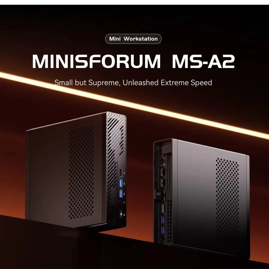 MINISFORUM MS-A2 Mini PC AMD Ryzen 9 9955HX 2x10G SFP Intel X710 2*2.5G LAN 3 * NVMe Windows 11 Workstation Computer da gioco WiFi6E