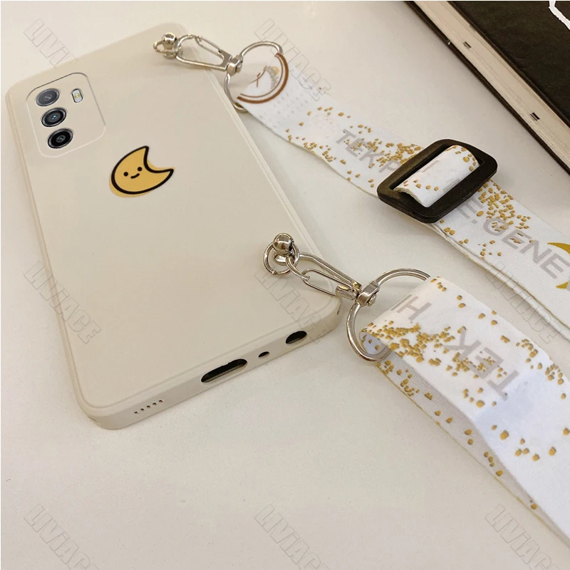 A 96 Sun Moon Crossbody Lanyard Case On For Oppo A96 A97 A95 A94 A93S A92S A91 A83 A79 A78 A76 A74 A73 A72 A71 4G 5G Strap Cover