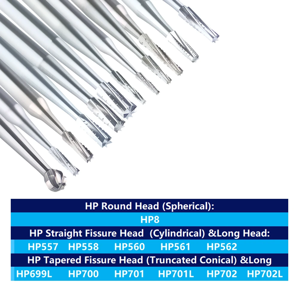 

Dental Strawberries Tungsten Carbide Burs HP Low Speed Dentistry Drills Straight Fissure Head Tapered Fissure Head Round Head