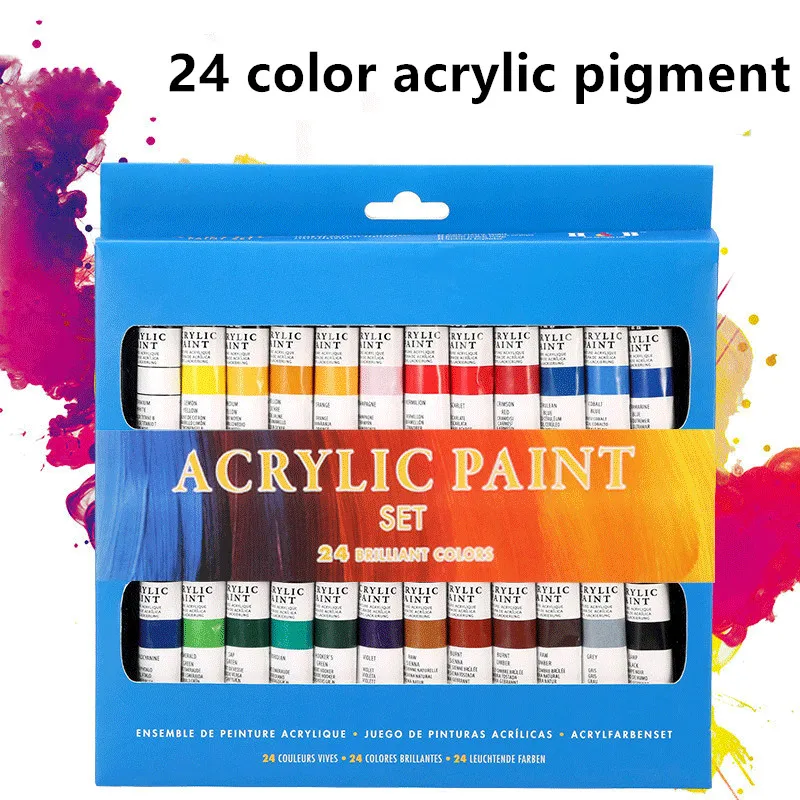 

DIY24 Color Acrylic Paint Set Non-toxic and Durable 12ml Tube Drawing Painting Pigment Hand-painted Wall Artist School Supplies