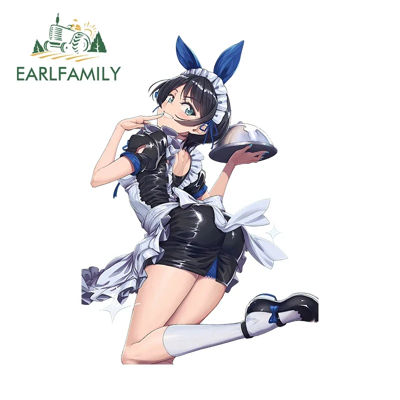 EARLFAMILY 13cm X 9.4cm for Ruka Cute Sexy Waitress Car Stickers Fashionable Occlusion Scratch Decals Sunscreen Car Styling