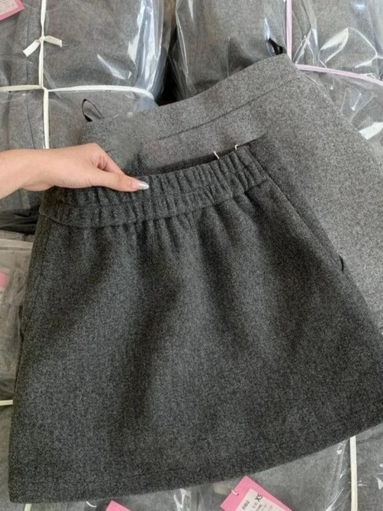 Jupes en laine pour femmes, nouvelle mode, douces, décontractées, élégantes, Design, taille haute, rétro, Y2K, Streetwear, solide, vêtements populaires coréens