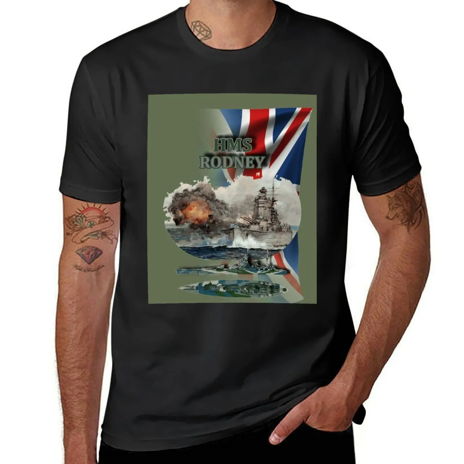 HMS Rodney T-Shirt summer tops plus sizes oversizeds mens graphic t-shirts funny
