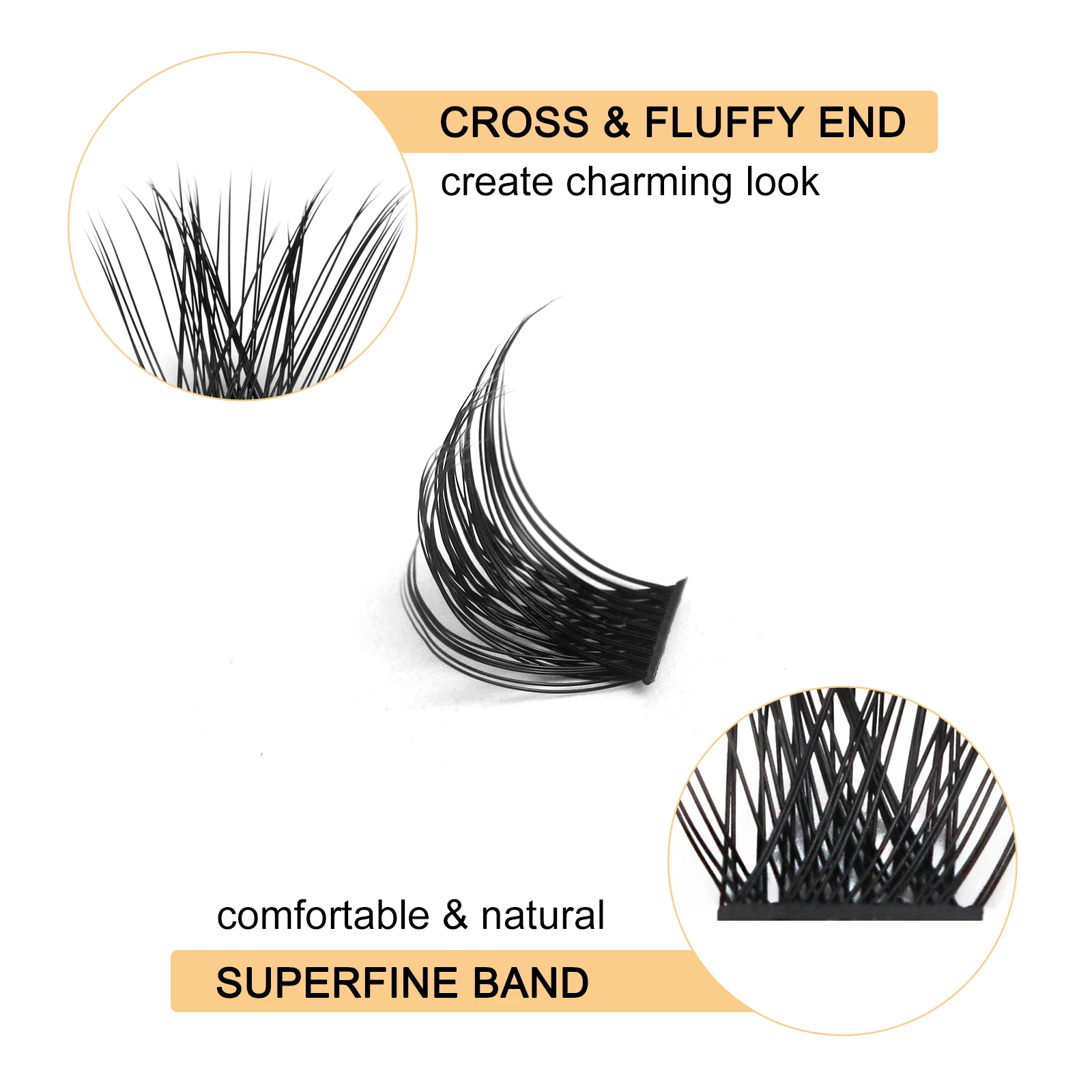 PRAECLARUS-Cils prédécoupés à base de colle, cils en grappe, cils segmentés, fait à la main, bande de bricolage naturelle et douce