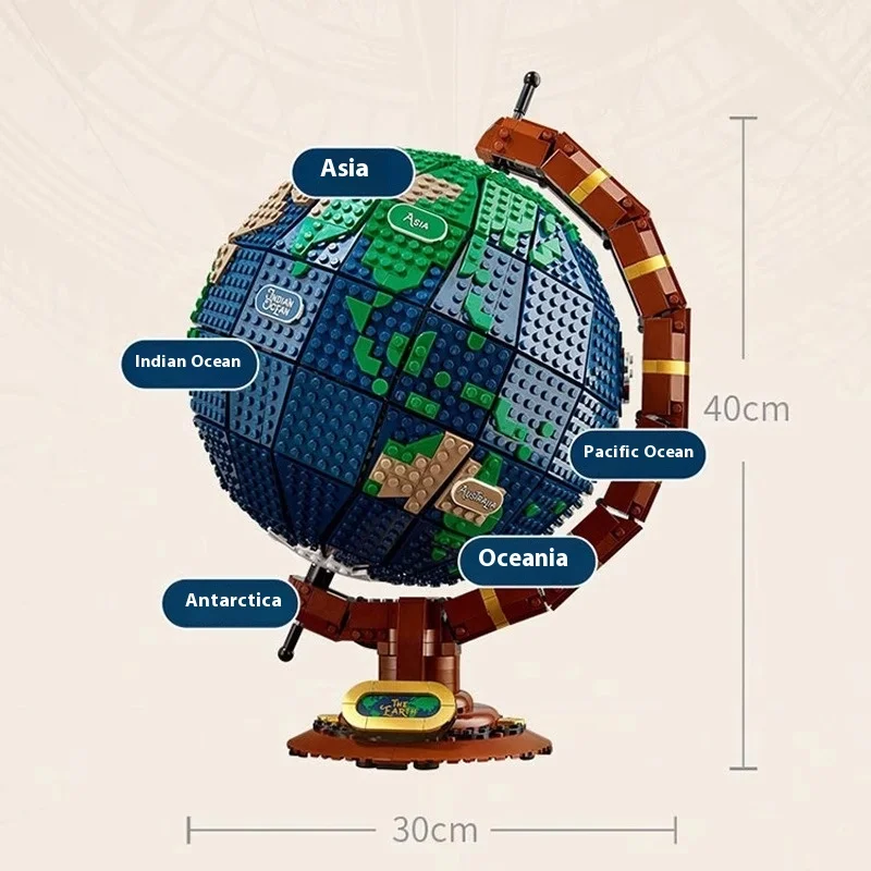منتج جديد 2585 قطعة نموذج خريطة الكرة الأرضية الإبداعية بنة التكنولوجيا MOC بنة التجميع الإبداعي لعبة الأطفال الولادة