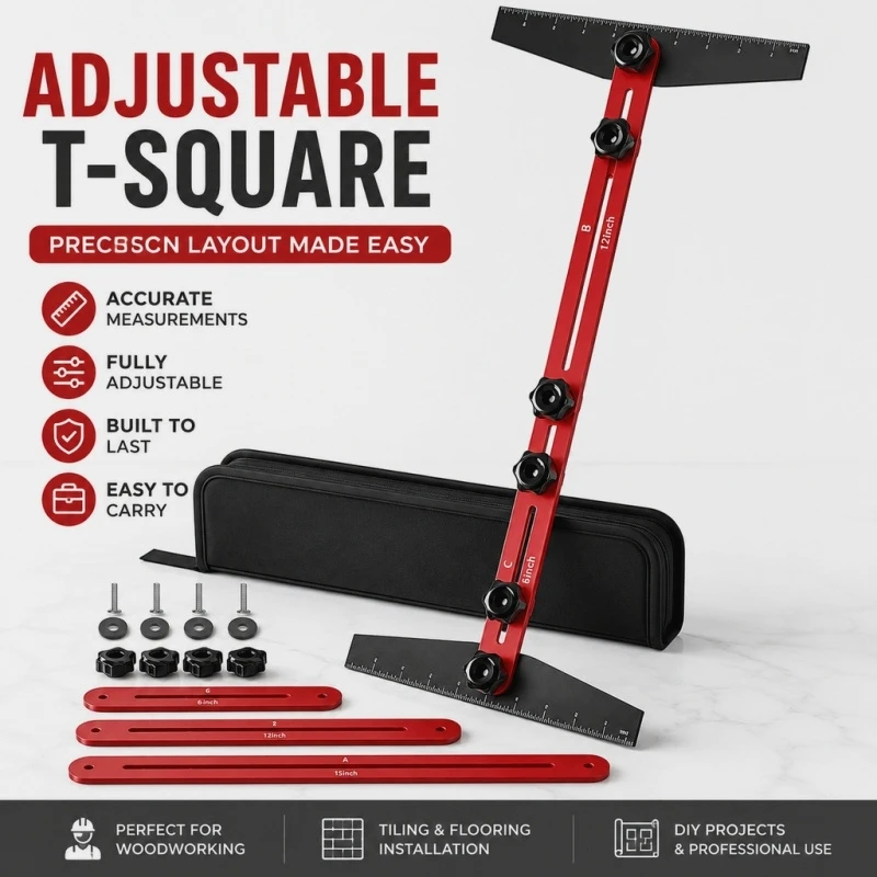 Stair Tread Template Tool Step Measuring Jig with Ruler & Angle, 10.2-60In Gauge Wizard Scribe Tool for Cutting Guides, Adjus