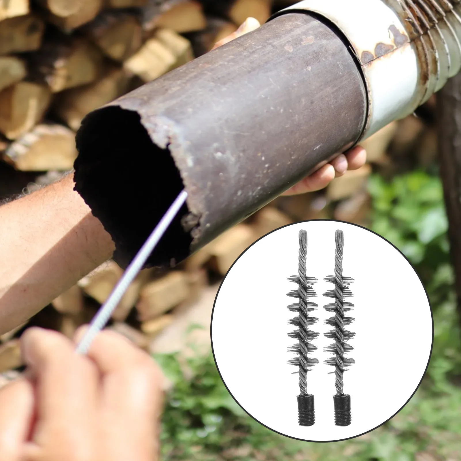 

Набор из 2 щеток для чистки дымоходов и вентиляционных отверстий, стальная проволока, форма воронки, с длинной ручкой и противоскользящим захватом