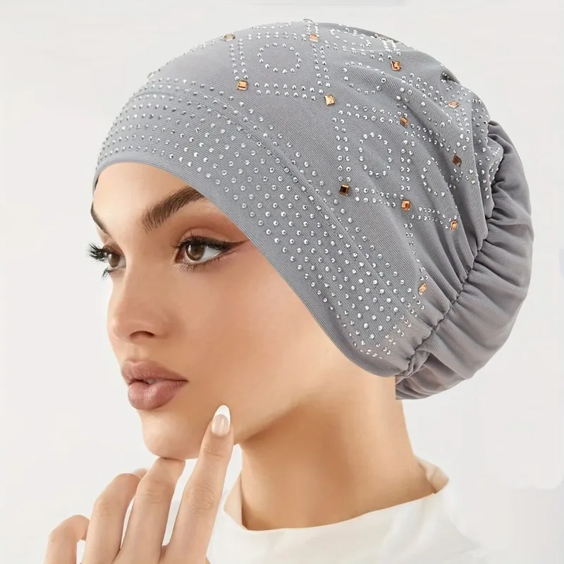 Rhinestone Encrusted Women's Retro Beanie Hat