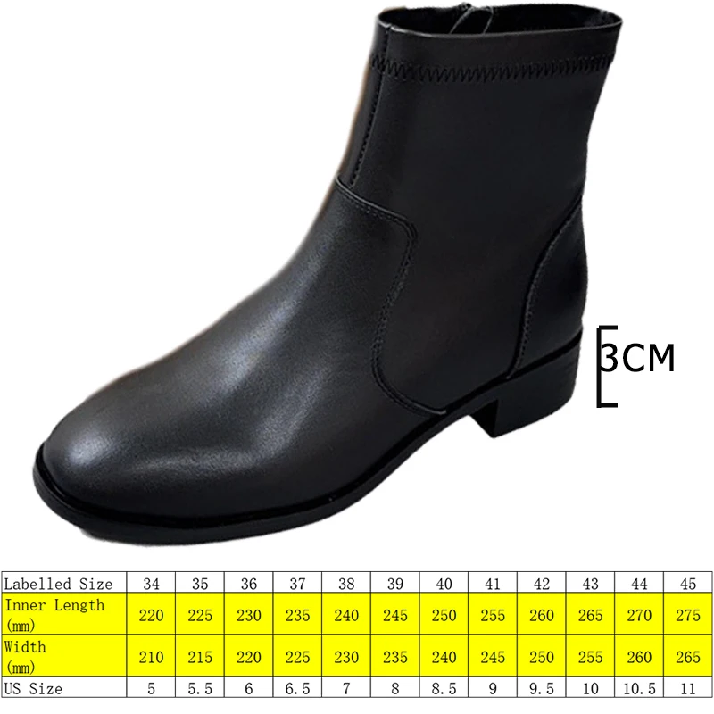 Koznoy 3cm Natural Cow Genuine Leather Chimney Chunky Heels Autumn Zip Women Rubber Women Boots Retro Ankle Booties Spring Shoes