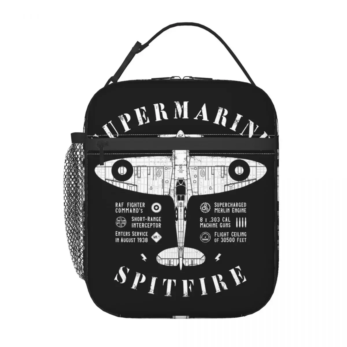 Supermarine Spitfire Insulated Lunch Bag Portable Fighter Plane WW2 War Pilot Aircraft Airplane Thermal Cooler Lunch Box Office