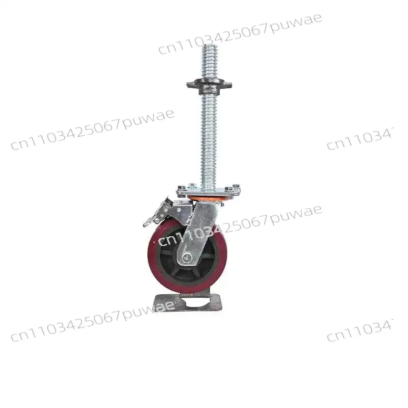 Mobile scaffold wheel brake with black rubber wheels