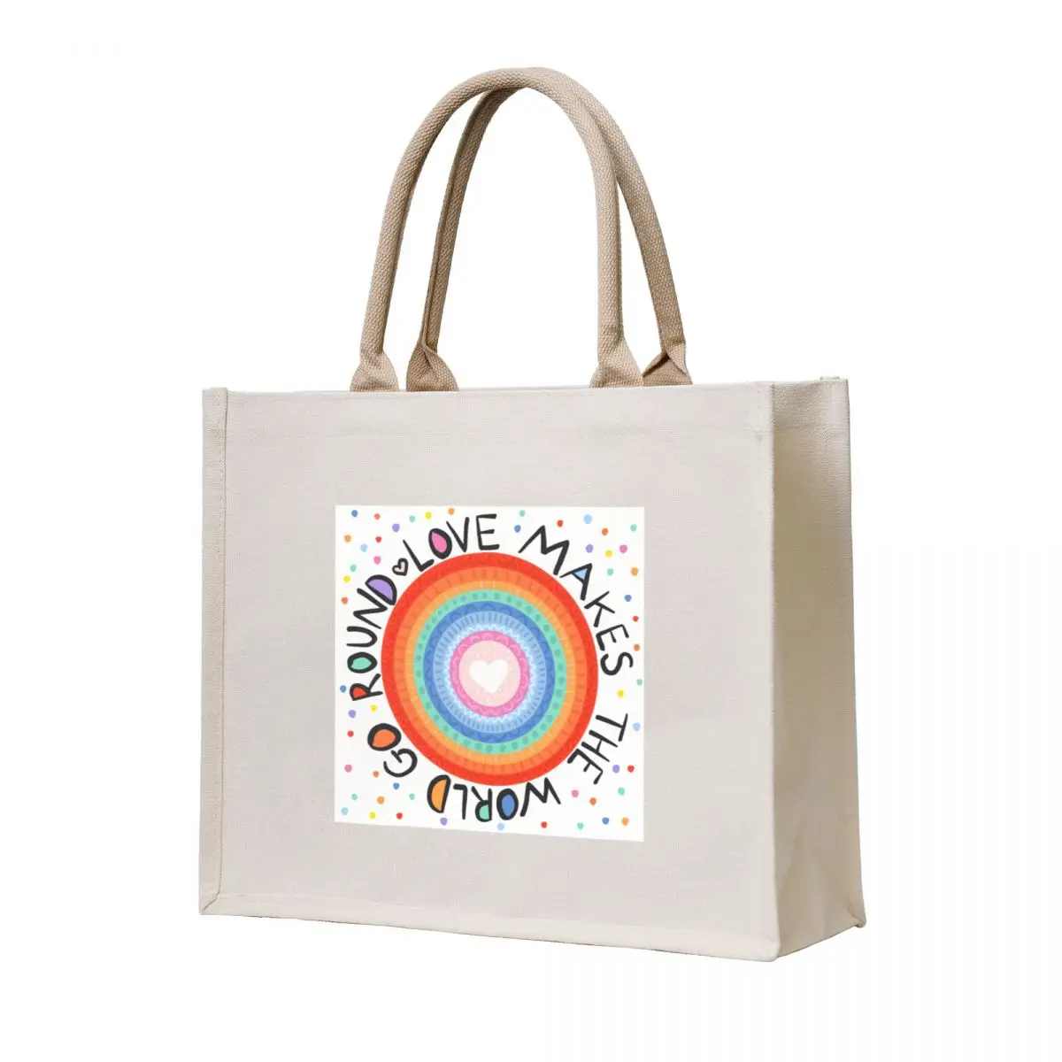 

Love Makes The World Go Round Tote Bag cute tote bag Canvas stote bag Large bags for women tote woman