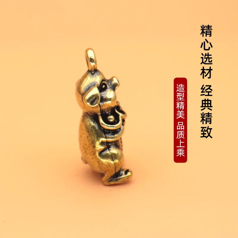 Twelve Zodiac Pig Retro Brass Lucky Pig Keychain PendantdiyAccessories Copperware Street Vendor Cultural Creative Gifts