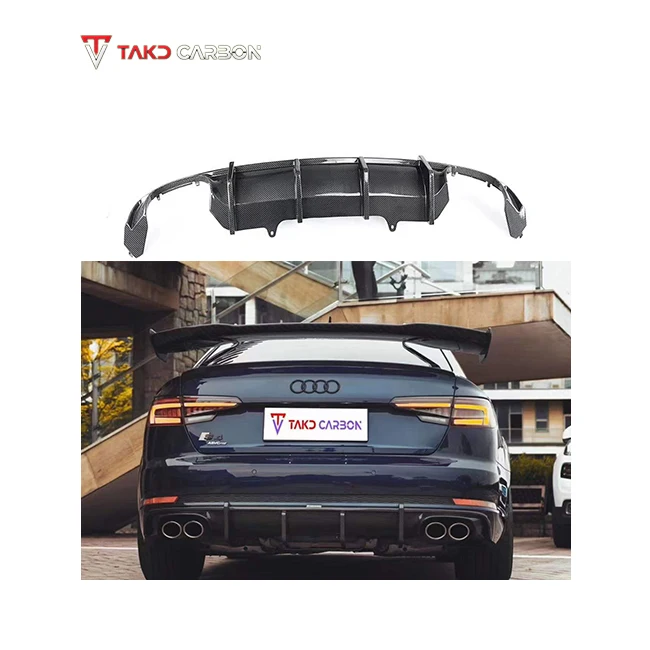 Real Car Data Development universal rear spoilers Dry Carbon Fiber Rear Bumper Lip Without the Led Light For A4 S4 B9