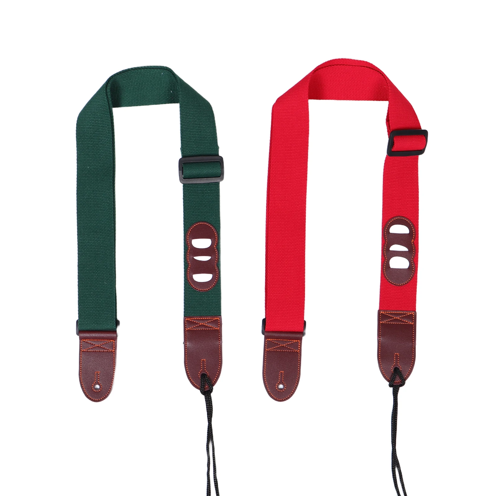 

2Pcs Acoustic Guitar Strap Adjustable Polyester Neck Strap Pick Holder Red Green Folk Electric Bass Ukulele