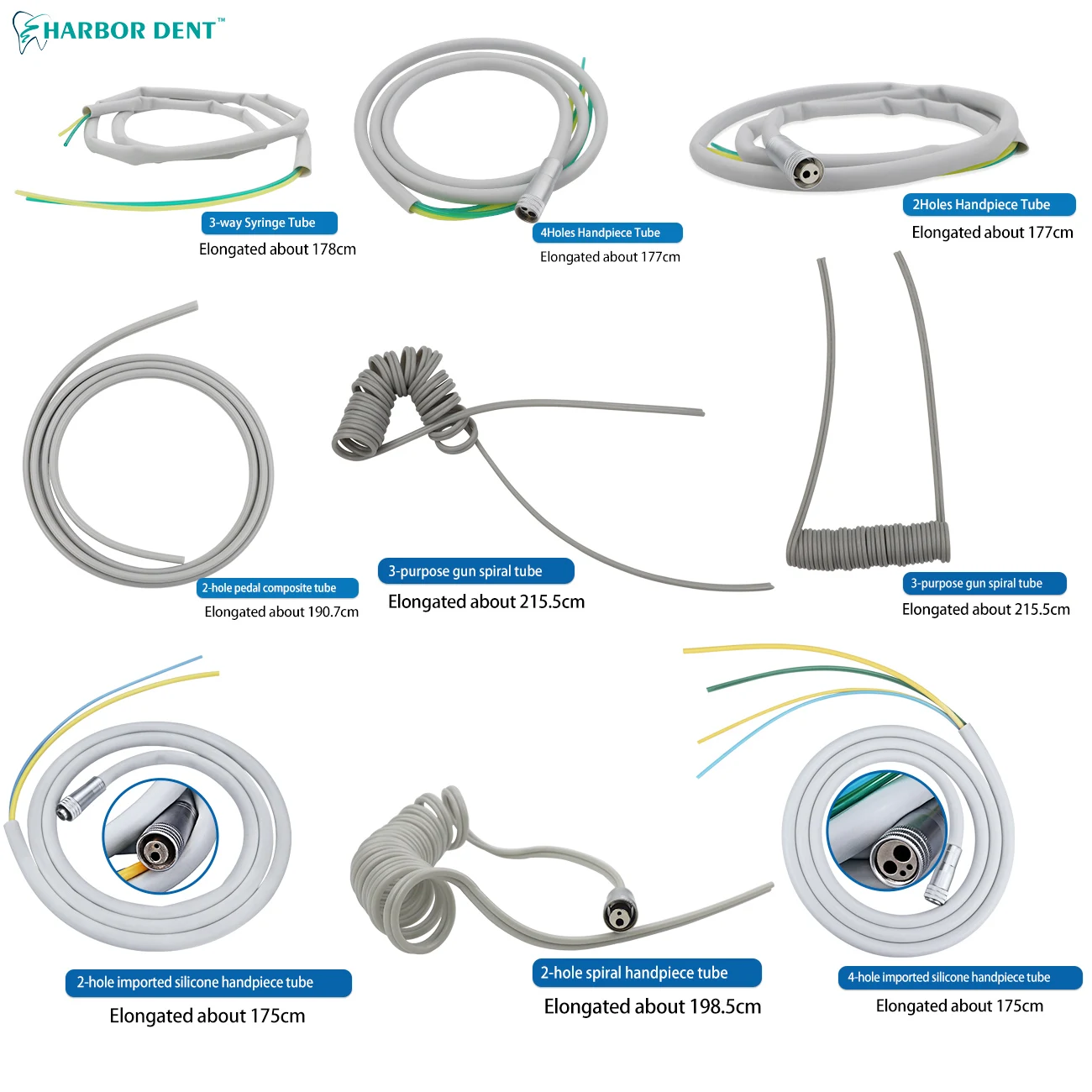 1pc High Quality Dental Handpiece Hose Tubes 2/ 4 Holes 3 Way Syringe Foot Pedal Tube for Dental Air Turbine Motor
