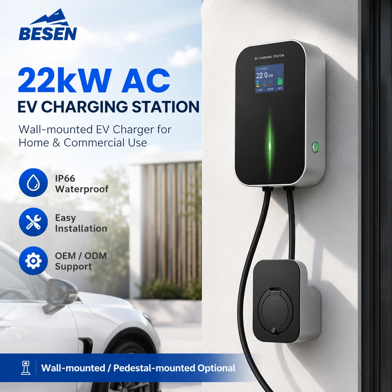 Mode 3 22KW 3 Phase EV Charger Level 2 Electric Car Charging Station