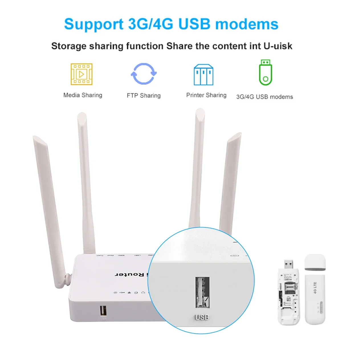 Network Wifi Wireless Router 300Mbps Intelligent MTK7620N Chip Router with Repeater Mode for Home Office with 4 Extended Antenna