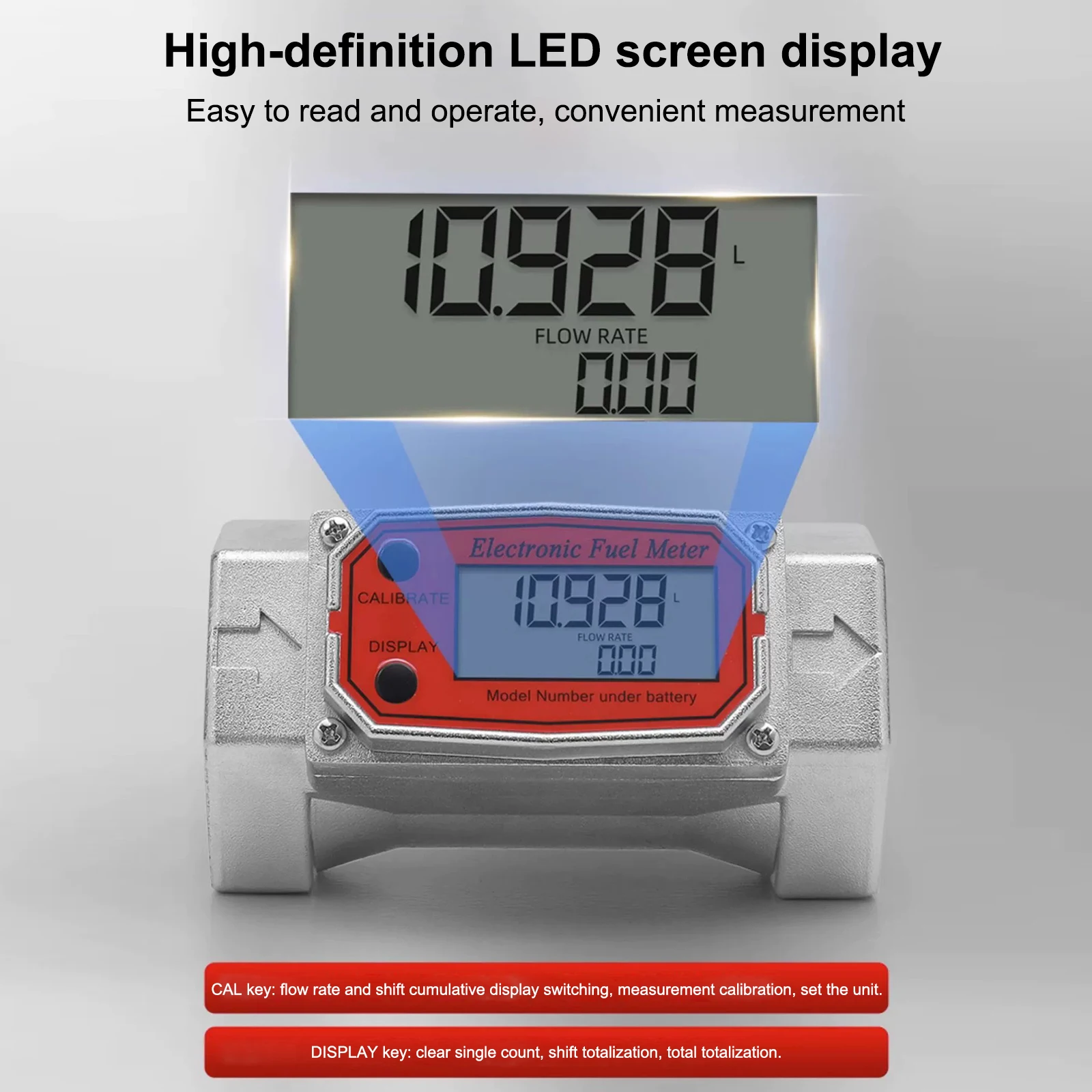 Imagem -04 - Medidor de Fluxo de Turbina de Alta Precisão Display Digital Lcd Fluxômetro Eletrônico Diesel Querosene Gasolina Óleo Combustível Líquido 1.5 2