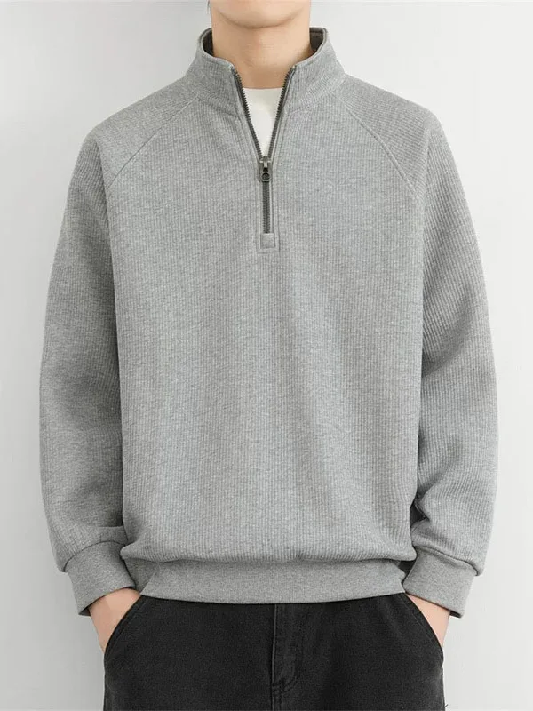 

Loose Fit Zip up Hoodie Men's Autumn Winter Casual Long Sleeve Stand Collar plus Size T-Shirt Comfortable Breathable Polyester